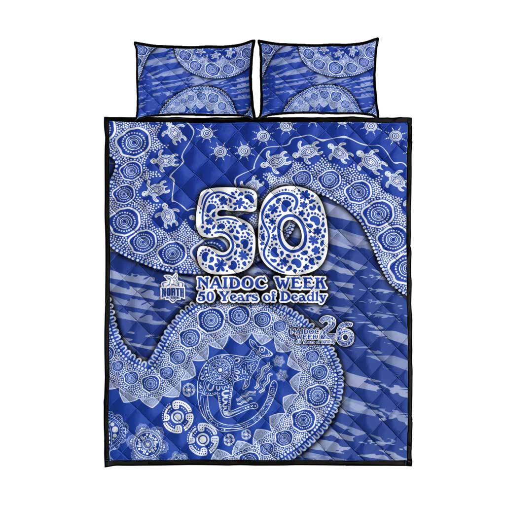 North Melbourne Kangaroos NAIDOC Week 2026 Quilt Bed Set Australian Aboriginal Dot Art Dreamtime Pattern Style