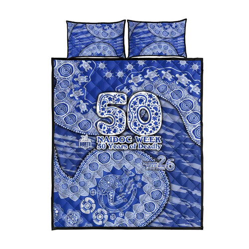 North Melbourne Kangaroos NAIDOC Week 2026 Quilt Bed Set Australian Aboriginal Dot Art Dreamtime Pattern Style