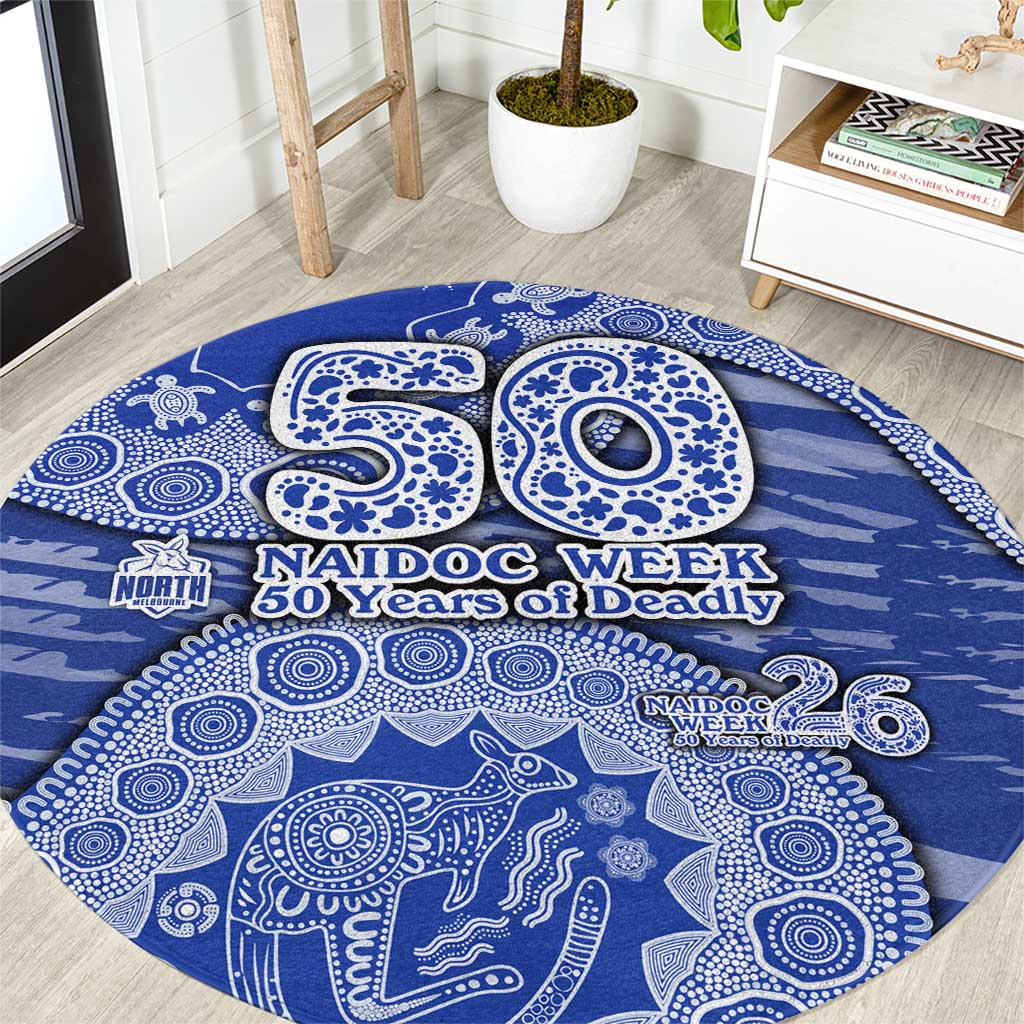 North Melbourne Kangaroos NAIDOC Week 2026 Round Carpet Australian Aboriginal Dot Art Dreamtime Pattern Style