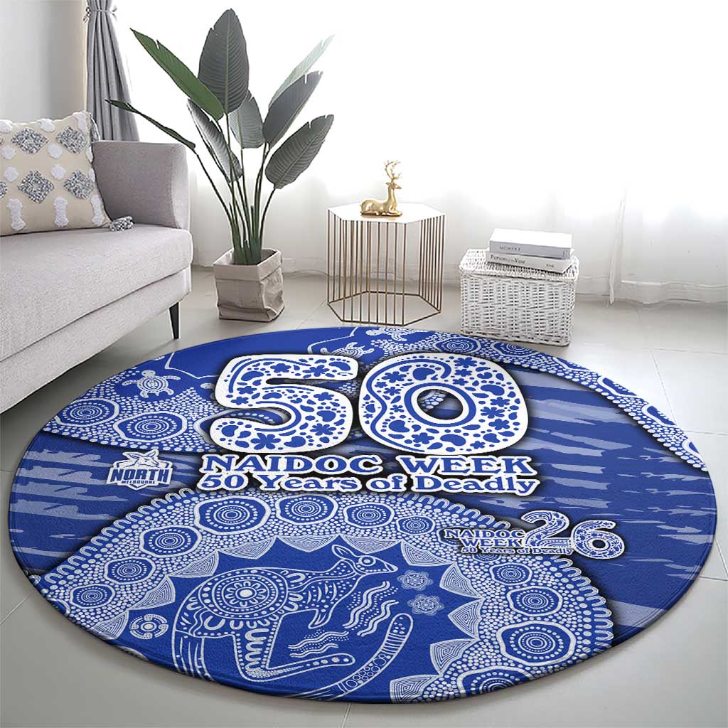 North Melbourne Kangaroos NAIDOC Week 2026 Round Carpet Australian Aboriginal Dot Art Dreamtime Pattern Style