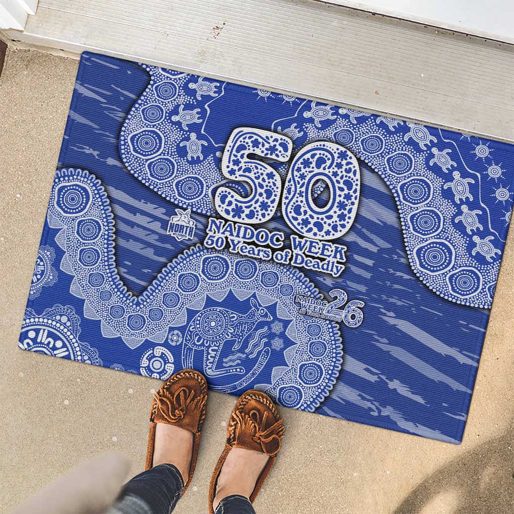 North Melbourne Kangaroos NAIDOC Week 2026 Rubber Doormat Australian Aboriginal Dot Art Dreamtime Pattern Style