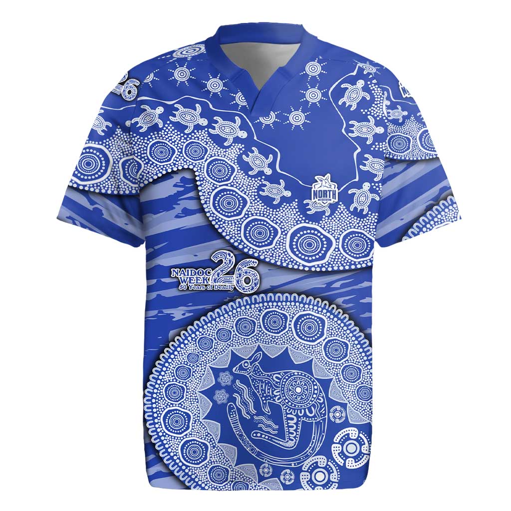 North Melbourne Kangaroos NAIDOC Week 2026 Rugby Jersey Australian Aboriginal Dot Art Dreamtime Pattern Style