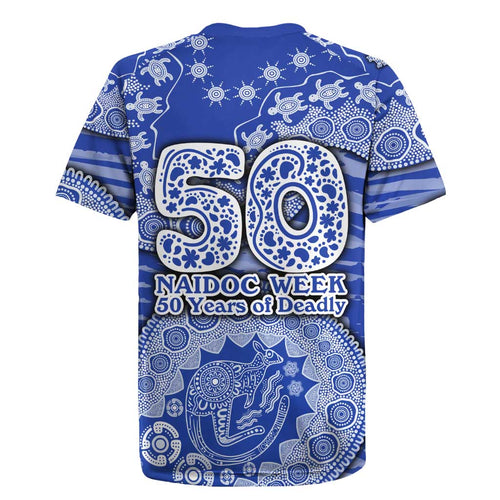 North Melbourne Kangaroos NAIDOC Week 2026 Rugby Jersey Australian Aboriginal Dot Art Dreamtime Pattern Style