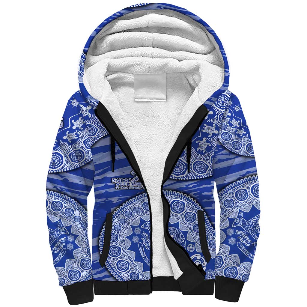 North Melbourne Kangaroos NAIDOC Week 2026 Sherpa Hoodie Australian Aboriginal Dot Art Dreamtime Pattern Style