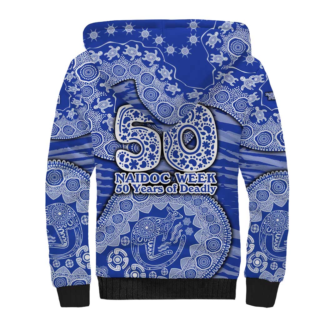 North Melbourne Kangaroos NAIDOC Week 2026 Sherpa Hoodie Australian Aboriginal Dot Art Dreamtime Pattern Style