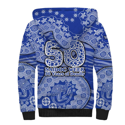 North Melbourne Kangaroos NAIDOC Week 2026 Sherpa Hoodie Australian Aboriginal Dot Art Dreamtime Pattern Style