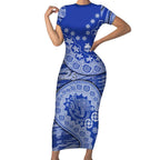 North Melbourne Kangaroos NAIDOC Week 2026 Short Sleeve Bodycon Dress Australian Aboriginal Dot Art Dreamtime Pattern Style