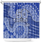 North Melbourne Kangaroos NAIDOC Week 2026 Shower Curtain Australian Aboriginal Dot Art Dreamtime Pattern Style