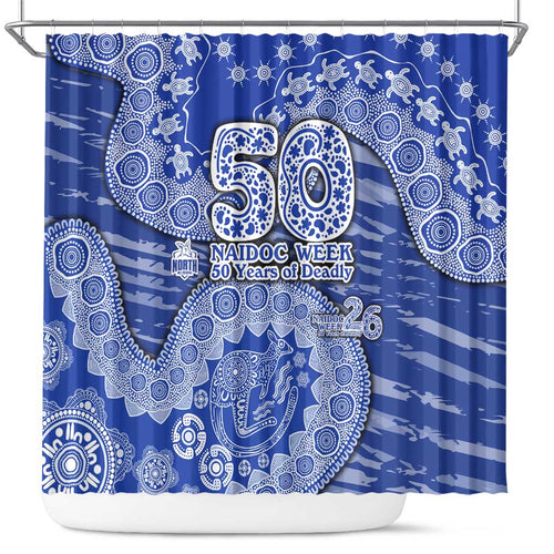 North Melbourne Kangaroos NAIDOC Week 2026 Shower Curtain Australian Aboriginal Dot Art Dreamtime Pattern Style
