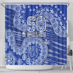 North Melbourne Kangaroos NAIDOC Week 2026 Shower Curtain Australian Aboriginal Dot Art Dreamtime Pattern Style