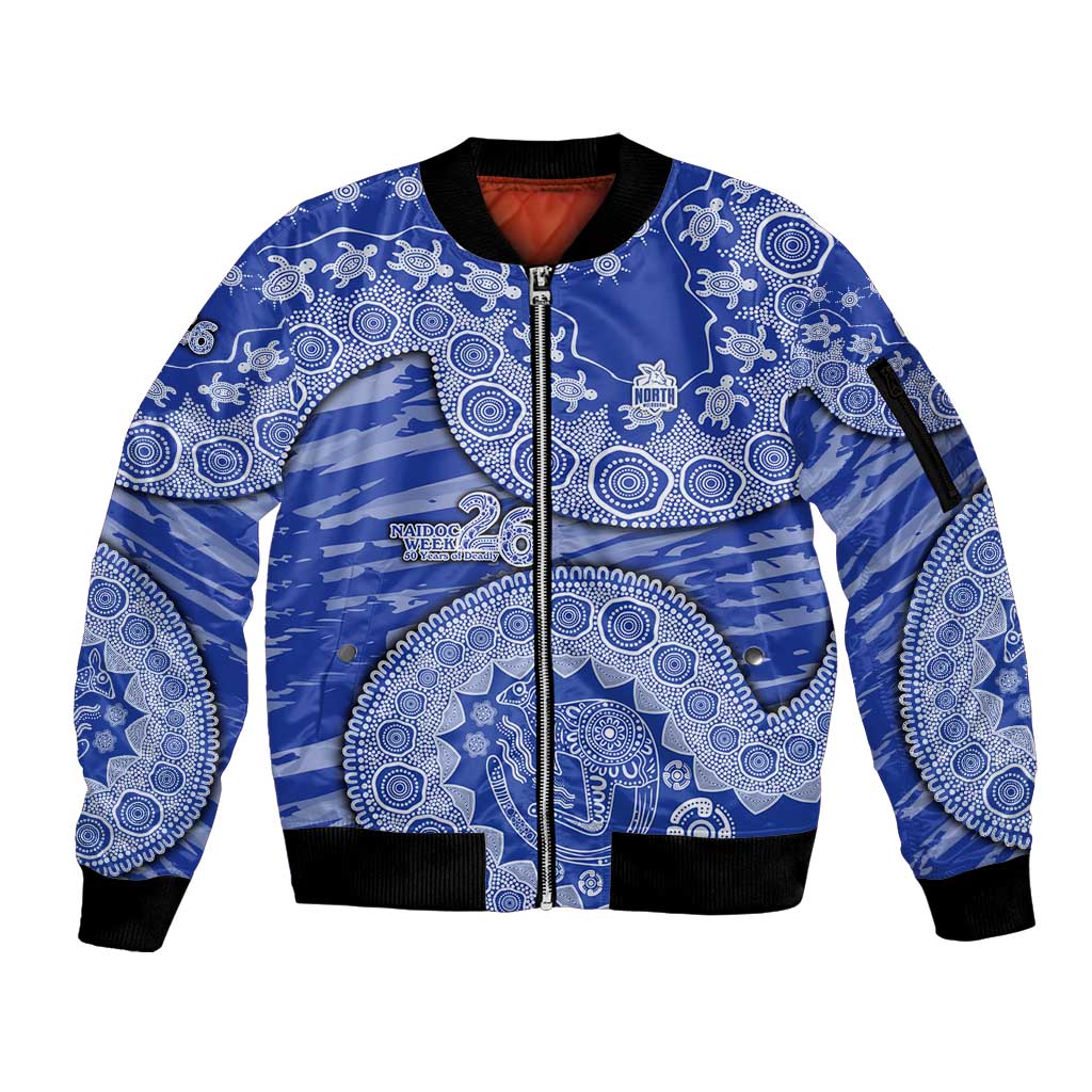 North Melbourne Kangaroos NAIDOC Week 2026 Sleeve Zip Bomber Jacket Australian Aboriginal Dot Art Dreamtime Pattern Style