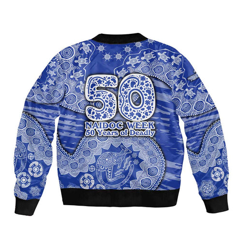 North Melbourne Kangaroos NAIDOC Week 2026 Sleeve Zip Bomber Jacket Australian Aboriginal Dot Art Dreamtime Pattern Style