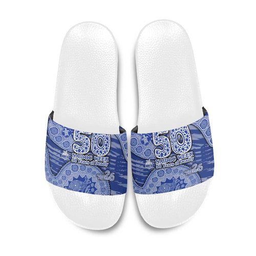 North Melbourne Kangaroos NAIDOC Week 2026 Slide Sandals Australian Aboriginal Dot Art Dreamtime Pattern Style