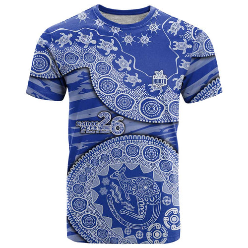 North Melbourne Kangaroos NAIDOC Week 2026 T Shirt Australian Aboriginal Dot Art Dreamtime Pattern Style