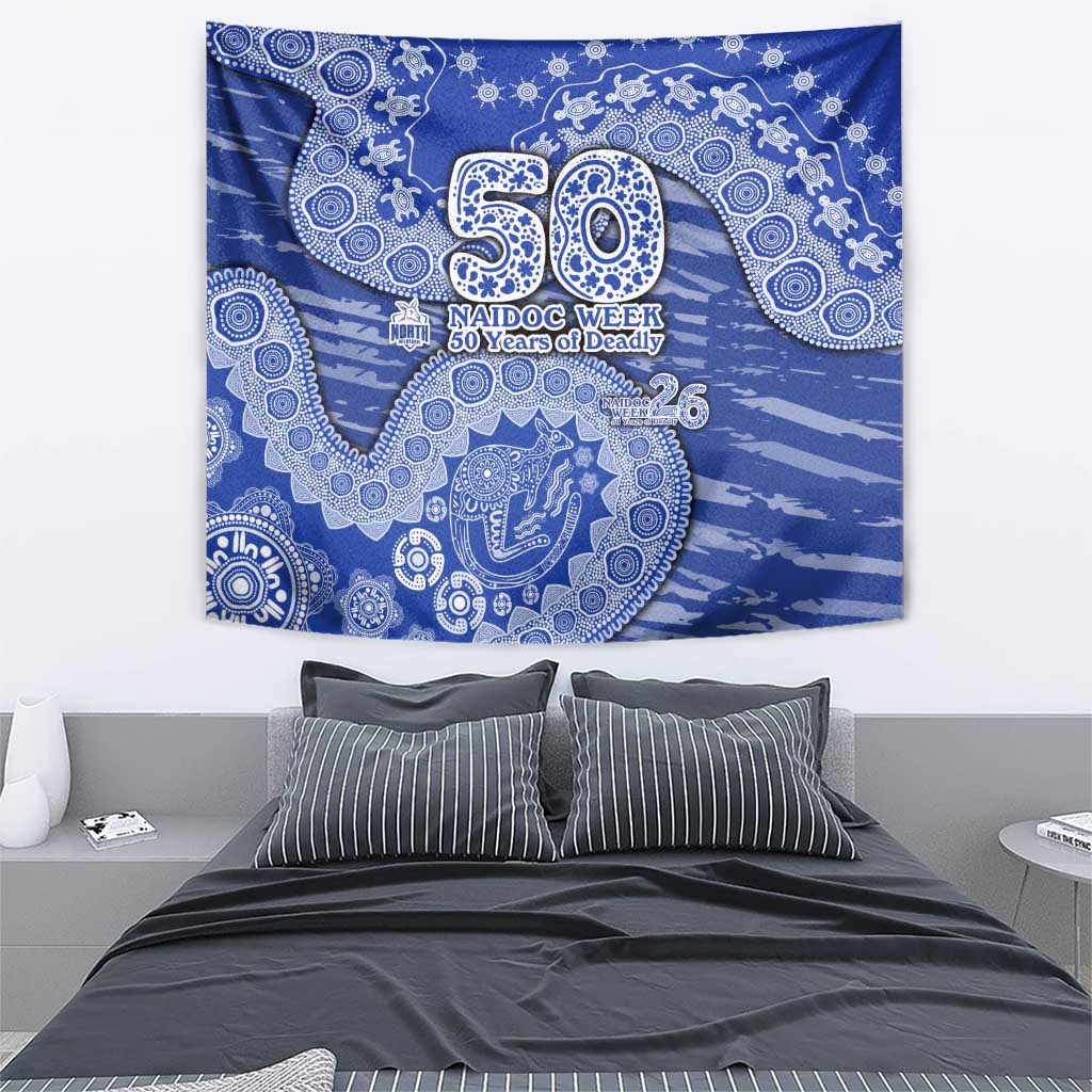 North Melbourne Kangaroos NAIDOC Week 2026 Tapestry Australian Aboriginal Dot Art Dreamtime Pattern Style