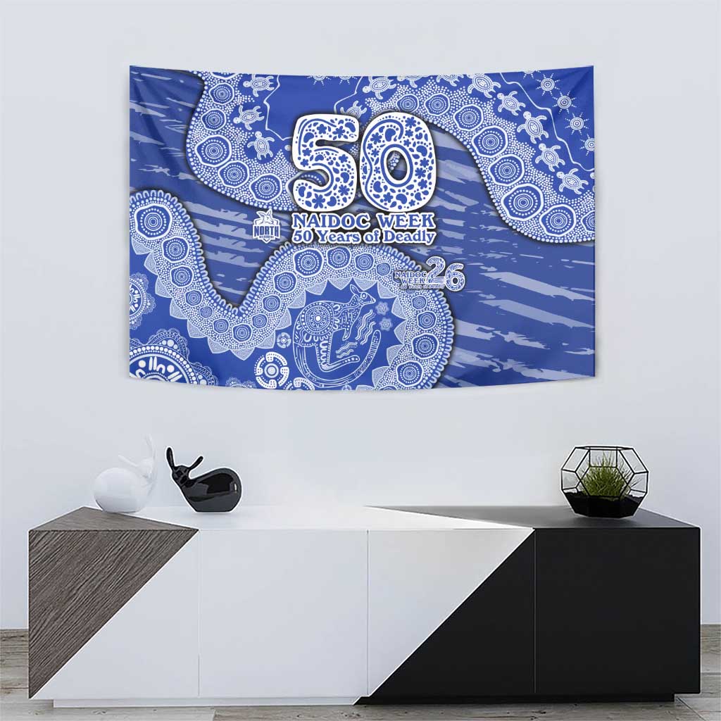 North Melbourne Kangaroos NAIDOC Week 2026 Tapestry Australian Aboriginal Dot Art Dreamtime Pattern Style