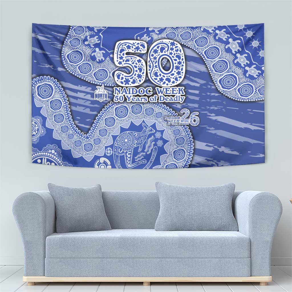 North Melbourne Kangaroos NAIDOC Week 2026 Tapestry Australian Aboriginal Dot Art Dreamtime Pattern Style
