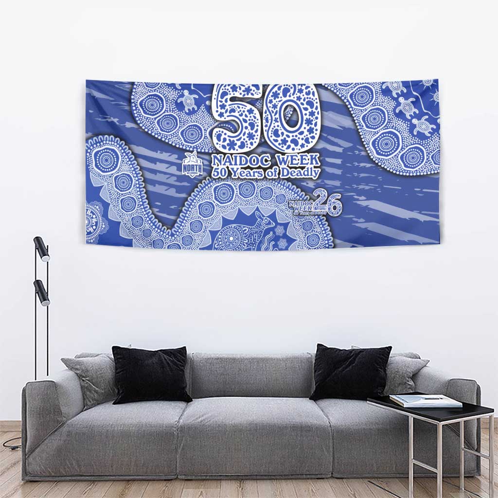 North Melbourne Kangaroos NAIDOC Week 2026 Tapestry Australian Aboriginal Dot Art Dreamtime Pattern Style