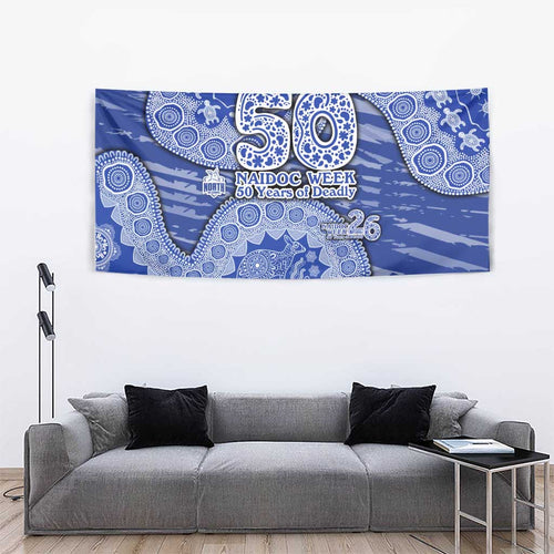 North Melbourne Kangaroos NAIDOC Week 2026 Tapestry Australian Aboriginal Dot Art Dreamtime Pattern Style