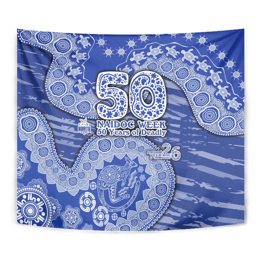 North Melbourne Kangaroos NAIDOC Week 2026 Tapestry Australian Aboriginal Dot Art Dreamtime Pattern Style