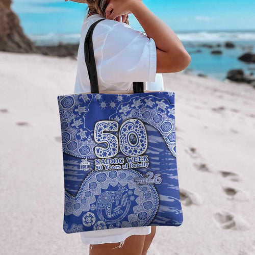 North Melbourne Kangaroos NAIDOC Week 2026 Tote Bag Australian Aboriginal Dot Art Dreamtime Pattern Style