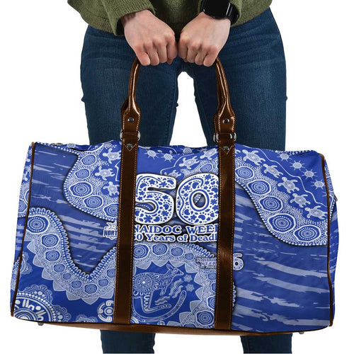 North Melbourne Kangaroos NAIDOC Week 2026 Travel Bag Australian Aboriginal Dot Art Dreamtime Pattern Style