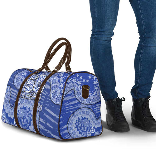 North Melbourne Kangaroos NAIDOC Week 2026 Travel Bag Australian Aboriginal Dot Art Dreamtime Pattern Style