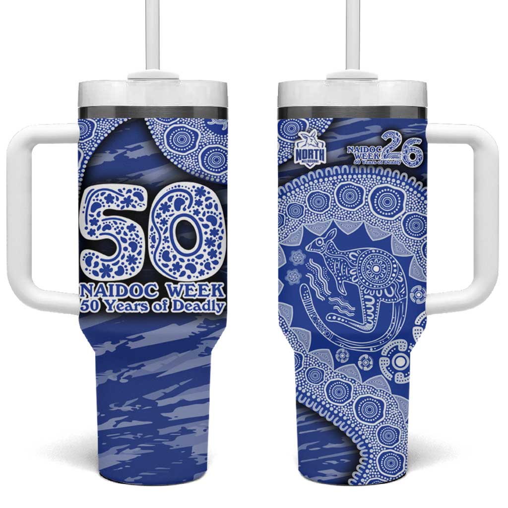 North Melbourne Kangaroos NAIDOC Week 2026 Tumbler With Handle Australian Aboriginal Dot Art Dreamtime Pattern Style