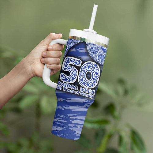 North Melbourne Kangaroos NAIDOC Week 2026 Tumbler With Handle Australian Aboriginal Dot Art Dreamtime Pattern Style