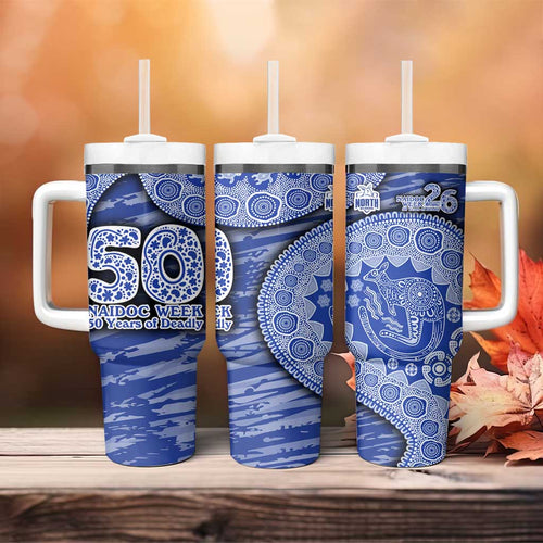 North Melbourne Kangaroos NAIDOC Week 2026 Tumbler With Handle Australian Aboriginal Dot Art Dreamtime Pattern Style