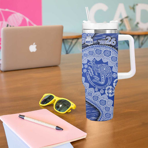 North Melbourne Kangaroos NAIDOC Week 2026 Tumbler With Handle Australian Aboriginal Dot Art Dreamtime Pattern Style