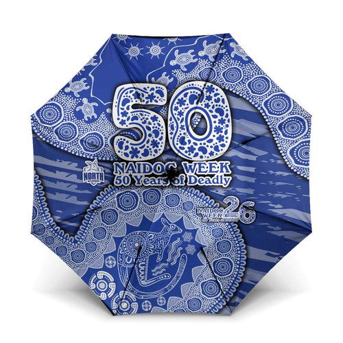 North Melbourne Kangaroos NAIDOC Week 2026 Umbrella Australian Aboriginal Dot Art Dreamtime Pattern Style