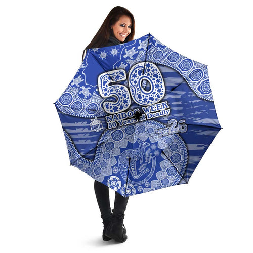 North Melbourne Kangaroos NAIDOC Week 2026 Umbrella Australian Aboriginal Dot Art Dreamtime Pattern Style