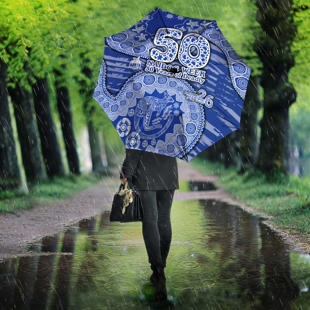 North Melbourne Kangaroos NAIDOC Week 2026 Umbrella Australian Aboriginal Dot Art Dreamtime Pattern Style