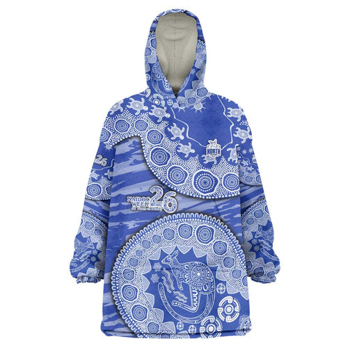 North Melbourne Kangaroos NAIDOC Week 2026 Wearable Blanket Hoodie Australian Aboriginal Dot Art Dreamtime Pattern Style