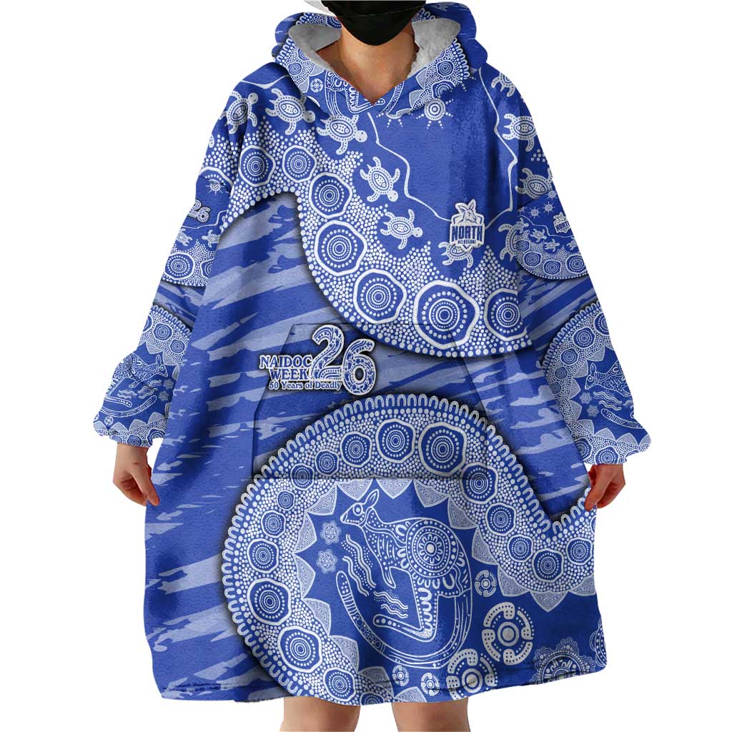 North Melbourne Kangaroos NAIDOC Week 2026 Wearable Blanket Hoodie Australian Aboriginal Dot Art Dreamtime Pattern Style