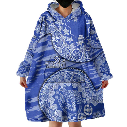 North Melbourne Kangaroos NAIDOC Week 2026 Wearable Blanket Hoodie Australian Aboriginal Dot Art Dreamtime Pattern Style