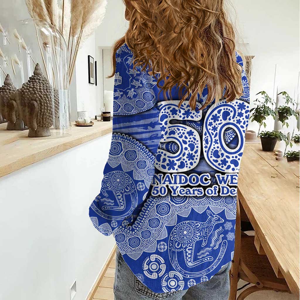 North Melbourne Kangaroos NAIDOC Week 2026 Women Casual Shirt Australian Aboriginal Dot Art Dreamtime Pattern Style