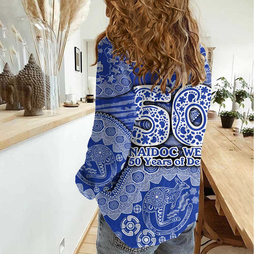 North Melbourne Kangaroos NAIDOC Week 2026 Women Casual Shirt Australian Aboriginal Dot Art Dreamtime Pattern Style