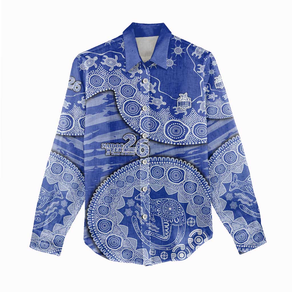 North Melbourne Kangaroos NAIDOC Week 2026 Women Casual Shirt Australian Aboriginal Dot Art Dreamtime Pattern Style
