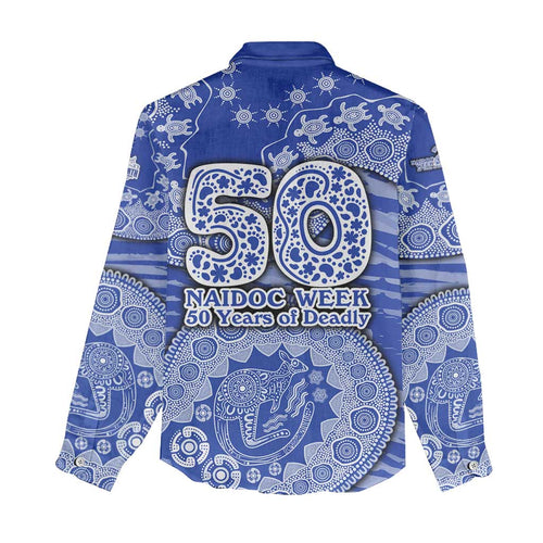 North Melbourne Kangaroos NAIDOC Week 2026 Women Casual Shirt Australian Aboriginal Dot Art Dreamtime Pattern Style