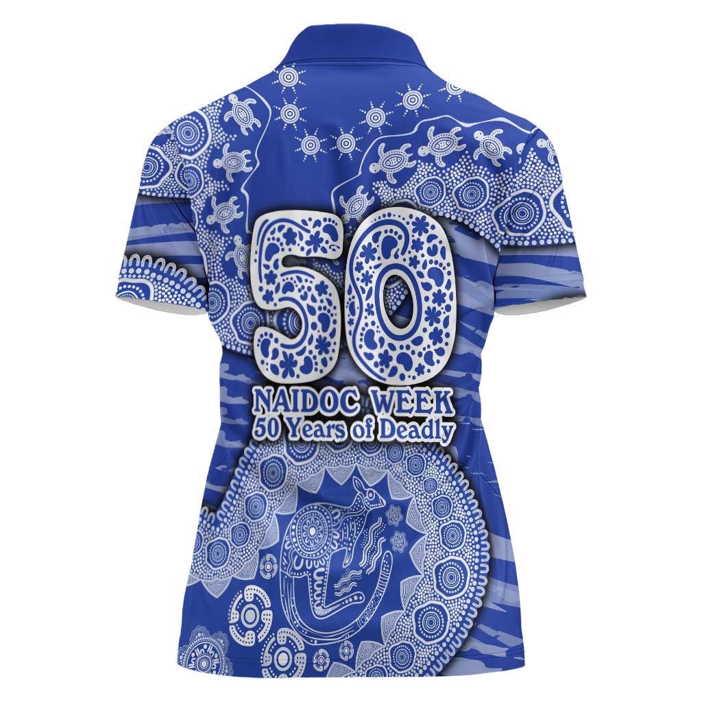North Melbourne Kangaroos NAIDOC Week 2026 Women Polo Shirt Australian Aboriginal Dot Art Dreamtime Pattern Style