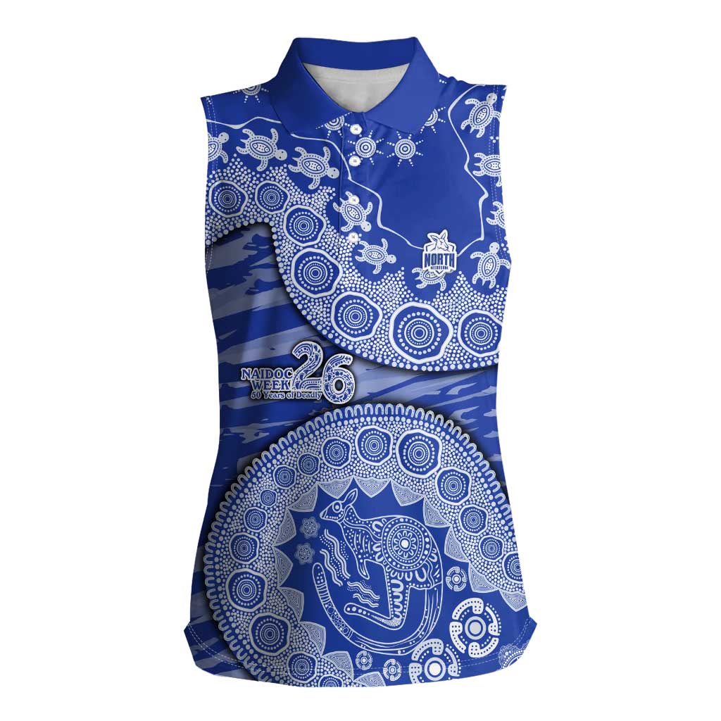 North Melbourne Kangaroos NAIDOC Week 2026 Women Sleeveless Polo Shirt Australian Aboriginal Dot Art Dreamtime Pattern Style