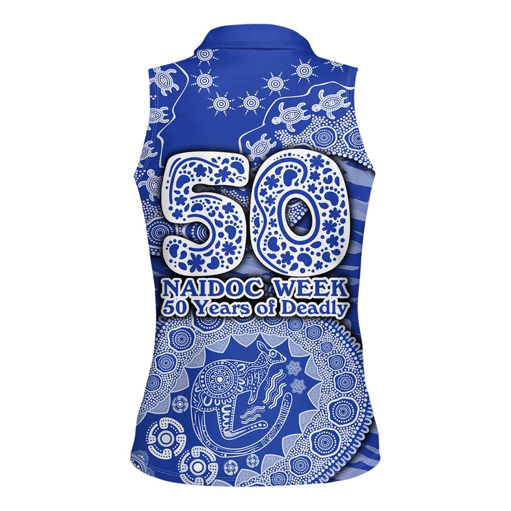 North Melbourne Kangaroos NAIDOC Week 2026 Women Sleeveless Polo Shirt Australian Aboriginal Dot Art Dreamtime Pattern Style
