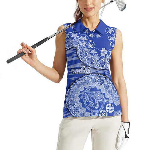 North Melbourne Kangaroos NAIDOC Week 2026 Women Sleeveless Polo Shirt Australian Aboriginal Dot Art Dreamtime Pattern Style