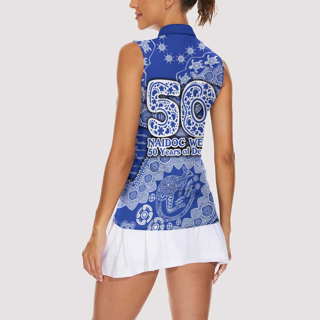 North Melbourne Kangaroos NAIDOC Week 2026 Women Sleeveless Polo Shirt Australian Aboriginal Dot Art Dreamtime Pattern Style