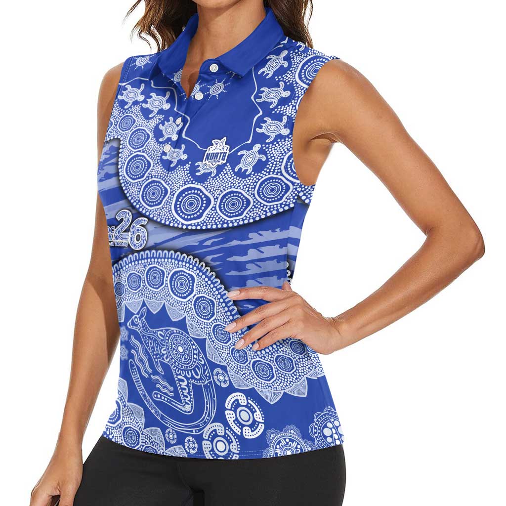 North Melbourne Kangaroos NAIDOC Week 2026 Women Sleeveless Polo Shirt Australian Aboriginal Dot Art Dreamtime Pattern Style