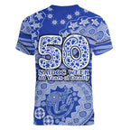 North Melbourne Kangaroos NAIDOC Week 2026 Women V-Neck T-Shirt Australian Aboriginal Dot Art Dreamtime Pattern Style