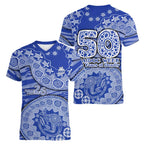North Melbourne Kangaroos NAIDOC Week 2026 Women V-Neck T-Shirt Australian Aboriginal Dot Art Dreamtime Pattern Style