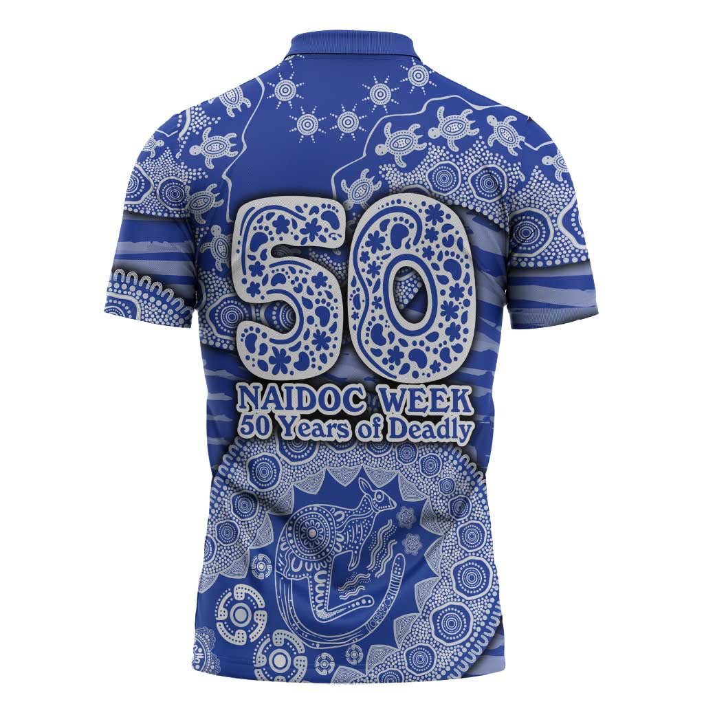 North Melbourne Kangaroos NAIDOC Week 2026 Zipper Polo Shirt Australian Aboriginal Dot Art Dreamtime Pattern Style